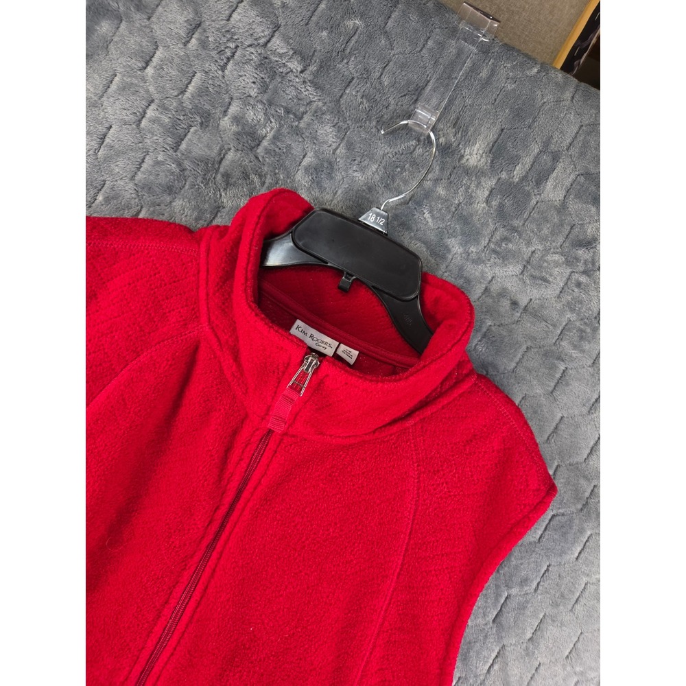 Kim Rogers Curvy Red Fleece Vest Full Zip Mock Neck Plus Size 2X